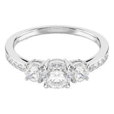 Image of Swarovski Rhodium Plated Ring White Attract Trilogy Round 52
