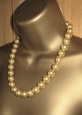 Image of 14mm golden shell pearl 20" necklace with stainless steel lobster claw clasp NEW