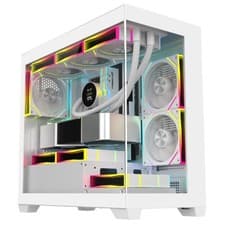 Image of CIT Mercury Gaming PC Case White Micro ATX mATX Tower 3x ARGB LED Fans