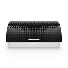 Image of Tower Solitaire Black Breadbin Large Storage Embossed Diamond Design T826206BLK