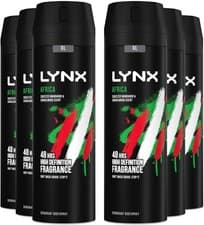 Image of Lynx XL Africa Body Spray 48H Fresh Mandarin & Sandalwood Scent Deo, 6x200ml
