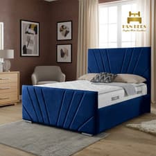 Image of Double Panel Bed Frame Sunrise Plush Velvet Upholstered Gas Lift Storage 5FT 6FT