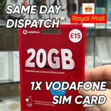 Image of 1x Vodafone Triple Cut SIM Card – Pay As You Go – £15 Pack – Total Roll Over