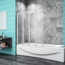 Image of Folding Bath Screen Shower Screen 1 2 4 5 Fold Tempered Glass Door Panel 1400mm
