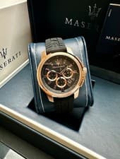 Image of Maserati Successo Rose Gold Tone & Black Silicone 44mm Mens Watch R8871621012
