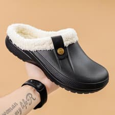 Image of Womens Clogs Fleece MuleS Warm Collar Winter Rubber Slip On Sandal Slipper Sizef