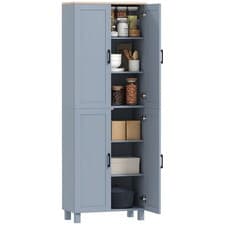 Image of HOMCOM Modern Kitchen Cupboard Storage Cabinet with 6 Shelves, Grey