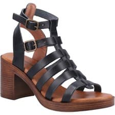 Image of Hush Puppies Gloria Gladiator Ladies Heeled Sandals Women's Black Buckle
