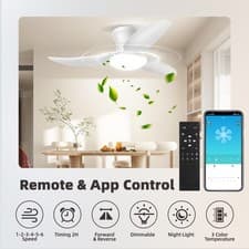 Image of Large 6 Speed LED Ceiling Fan with Lighting LED Light Smart Remote & App Control