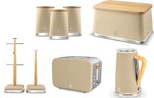 Image of Swan Nordic Oatmeal Kettle 2 Slice Toaster & Matching Kitchen Storage Set of 8