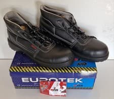 Image of Eurotek Safety Boots Size 11 UK / 45 EU Black Steel Toe Work Boots S3 New