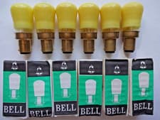 Image of 6x 15w Yellow B15 SBC Old Fashioned Sign Pygmy Lamps Small Bayonet Proper Bulbs