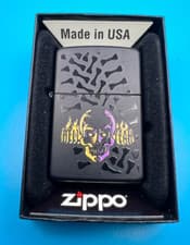 Image of Genuine Brand New 2010 ZIPPO Lighter HELL YEAH BONES & SKULL DESIGN Satin Black