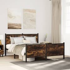 Image of Metal Bed Frame without Mattress Smoked Oak 150x200 cm King Size