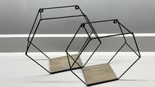 Image of 2x Hexagon Shelf Wire Rack Storage Small Shelving Wall Display, Black