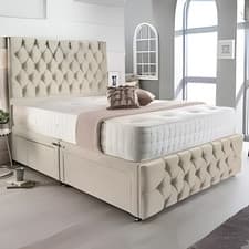 Image of Chesterfield Divan Bed Set Plush Velvet Upholstered With Drawers Mattress Double