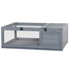 Image of Tortoise House Grey Fir Wood 91x60.5x32cm Small Reptile Enclosure with Mesh Run