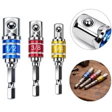 Image of 3-Piece Magnetic Socket Adapter Set 1/4" 3/8" 1/2" Hex Adapter Extension