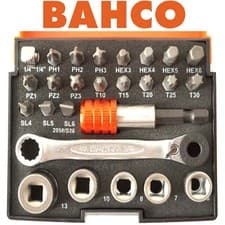 Image of BAHCO Mini Socket Set 26 Pce 1/4" Drive Ratchet Wrench Screwdriver Bits 2058/S26