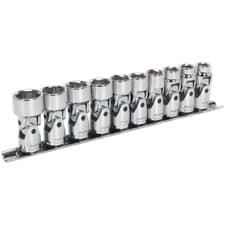 Image of Sealey 10 Piece 3/8" Drive Universal Joint Hexagon WallDrive Socket Set