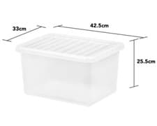 Image of 5 x 25L Wham Crystal Stacking Plastic Storage Box Container Clear Clip Lid Home