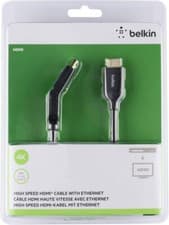 Image of Belkin 2m High Speed HDMI Cable with Ethernet Gold Plated 180 Degree 4K Black