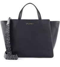 Image of 🌟 Tommy Hilfiger Black Leather Handbag Bag Tote Gold Logo Hardware New W Tags