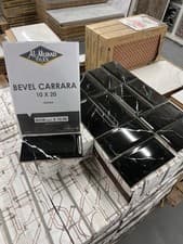 Image of Metro Tile Carrara Black Marble Effect Wall Tile