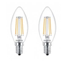 Image of Philips LED Filament Candle Twisted 4W 40W E14 SES Clear Warm White 2700K 2 pack