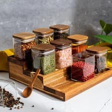 Image of 3 Bamboo Tier Spice Rack Seasoning Organizer,Easy Visibility,Wood Spice Rack