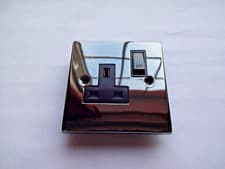 Image of JAC Single Switched Socket 1 Gang Black Nickel 13 Amp 3pin Electrical 1G GET