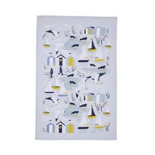 Image of Ulster Weavers Seashore tea towel Beach Huts cotton tea towels coastal seaside
