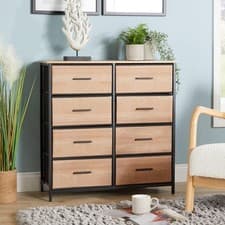Image of Chest 8 Storage Drawers Compact Modern Design 80cm Wide Home Furniture Organiser
