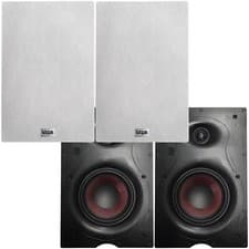 Image of 2x Pair LOOPS 140W 6.5” Low Profile In-Wall Speaker - 8Ohm - Ultra Slim Recessed