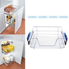 Image of 300 400 500 600mm Pull Out Wire Basket Cabinet Storage Unit for Cupboard Drawer