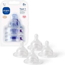 Image of MAM Slow Flow Teats Size 1 - Fits all MAM Baby Bottles (Newborn) Pack of 4