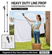 Image of 2.2M GALVANISED HEAVY DUTY LINE PROP WASHING EXTENDING CLOTHES POLE LINE SUPPORT