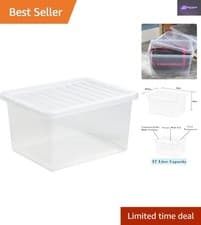 Image of Elegant 37L Clear Storage Box with Lid - Stackable and Nestable Solution