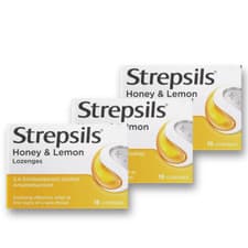 Image of 3 x 24 (72) Lozenges - Strepsils Honey & Lemon Lozenges for Sore Throat