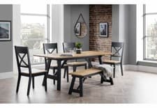 Image of Julian Bowen Hockley Black and Oak Rectangular Dining Table