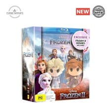 Image of Frozen 2 Blu-ray with 2 x Ooshies (Anna & Elsa) Gift Set New in box.