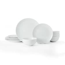 Image of Dinner Set Plates Bowl Porcelain White Coupe Microwave Dishwasher Oven Safe Gift