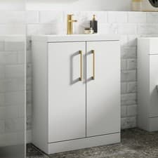 Image of Nuie Arno Floor Standing 2-Door Vanity Unit & Basin-2 600mm - Gloss White