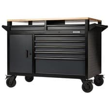 Image of BUNKER Grey Roller Tool Cabinet Workbench Multi 14 Drawer 48" Wood Top 08251