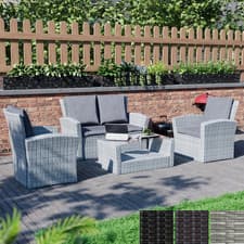 Image of Modern Garden Rattan Furniture Set Outdoor BBQ Events 4 Seater Table Family 