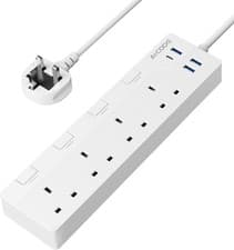 Image of AICODE 4 Gang Extension Lead 3M,4 Way Surge Protected Extension Lead with USB Sl