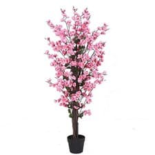 Image of Artificial Blossom Tree 120cm Pink Plastic Potted Indoor Faux Ornamental Garden
