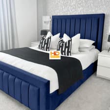 Image of Plush Velvet Diva Panel Bed With/Without Ottoman Gas Lift Storage !!!