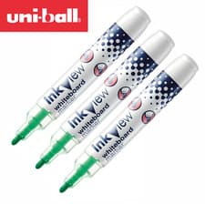 Image of Uni-Ball Inkview Whiteboard Marker Pens - Bullet Tip PWB-202 - Pack of 3 - Green