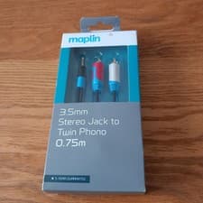Image of Maplin 3.5mm Stereo Jack To Twin Phono RCA With 0.75 Metre Cable